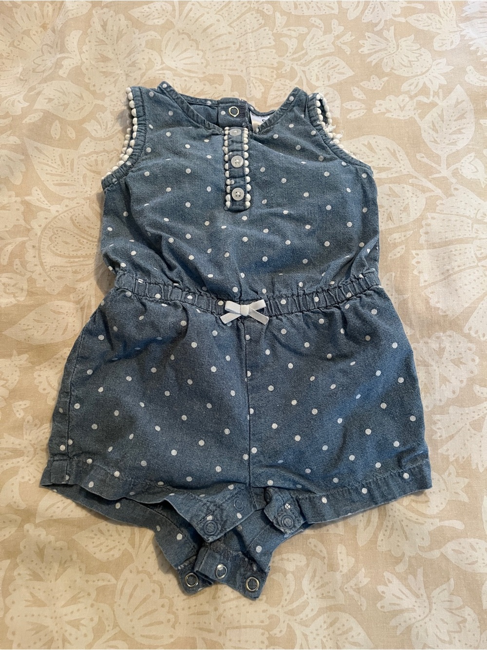 Carter's Blue Polka Dot Denim-Style Romper